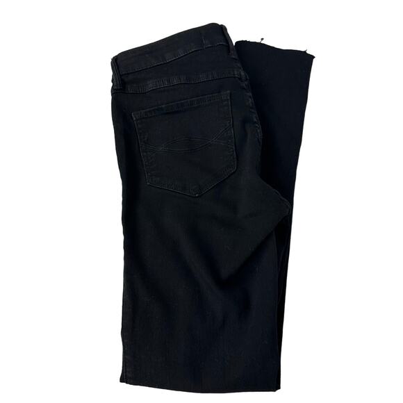 Abercrombie & Fitch Womens Straight Leg Mid Rise Fringe Hem Ankle Black Jeans 0S - Picture 1 of 10